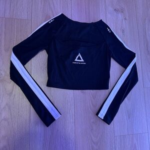 Black and White Long Sleeve Crop Top size small